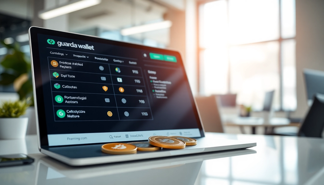 Explore the guarda wallet's secure interface showcasing cryptocurrency transactions and options.