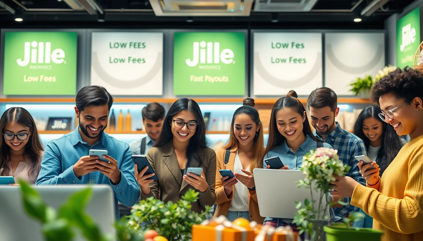 Browse the vibrant Jirle store showcasing happy customers shopping with ease.