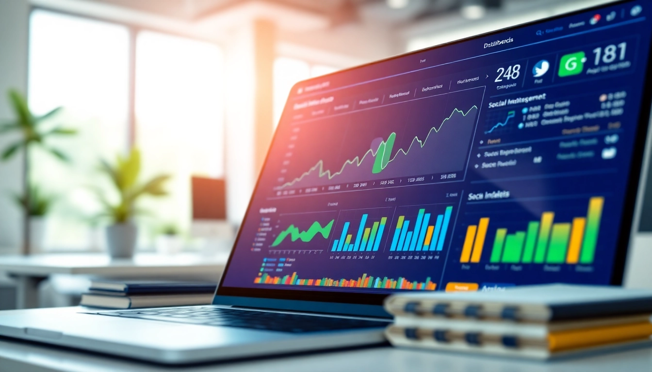 Visually engaging dashboard representing the best smm panel analytics in a modern office setting.