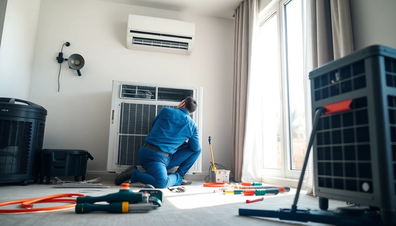 Expert performing ac repair mesa az service with professionalism and attention to detail in a bright setting.