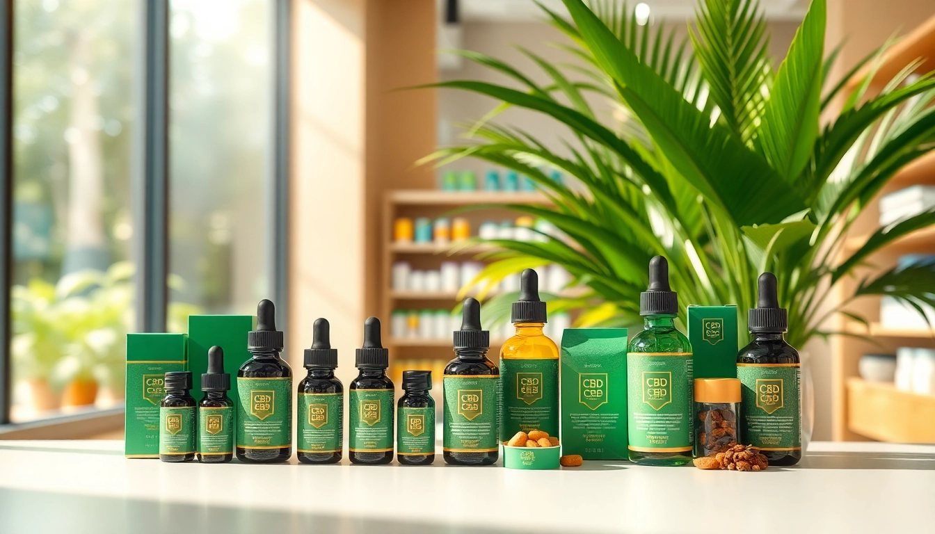 Showcasing premium CBD UK products in a serene, natural setting with vibrant packaging.